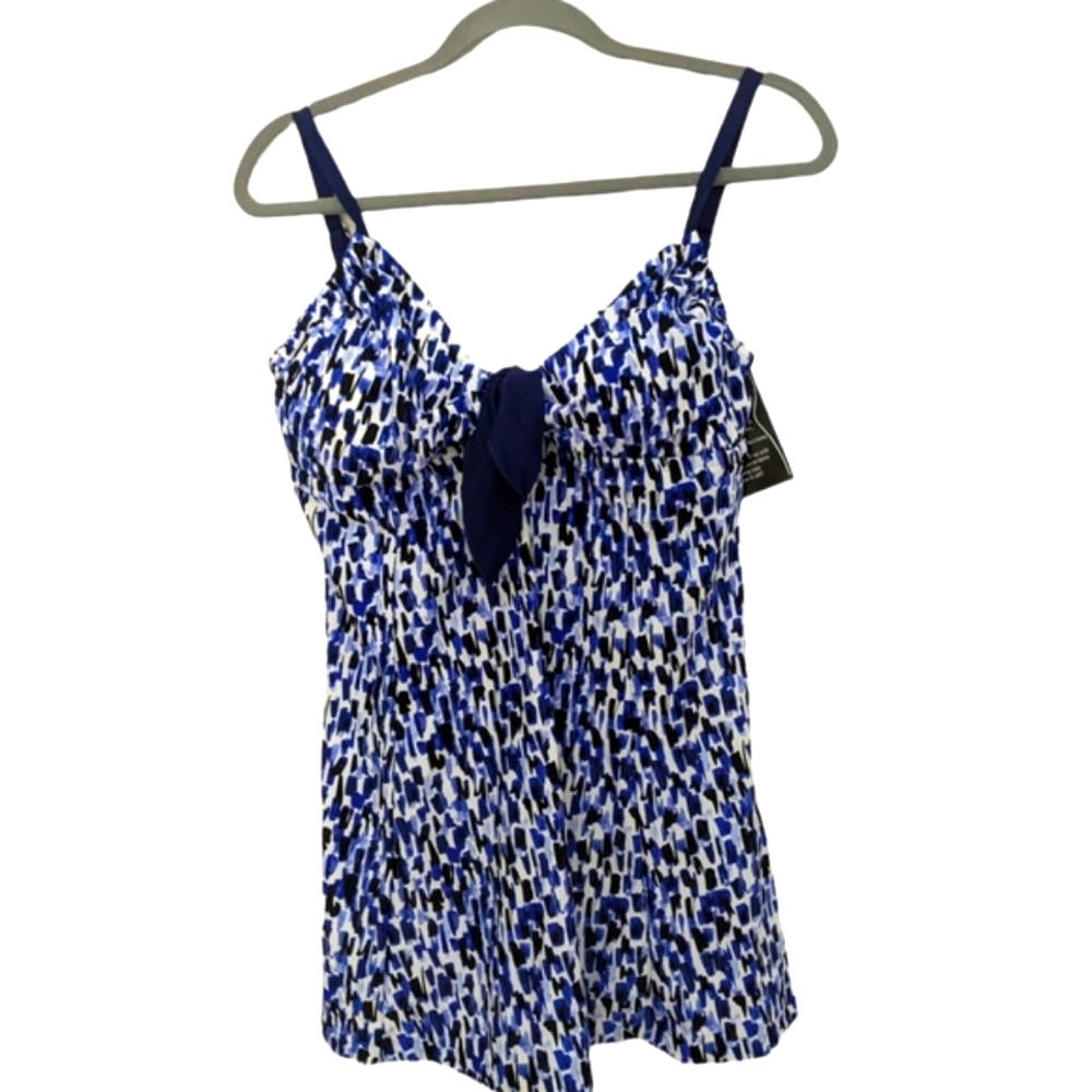 MAXINE of Hollywood One Piece‎ Swim Suit Size 14 Blue & White